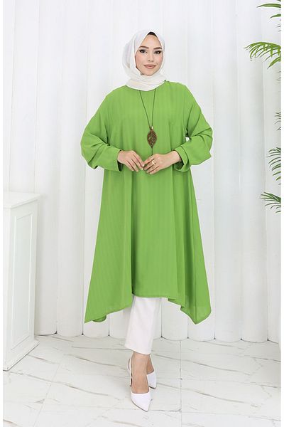 sefamerve Κρεπ Ύφασμα Casual Tunic 1011-08 Μπλε