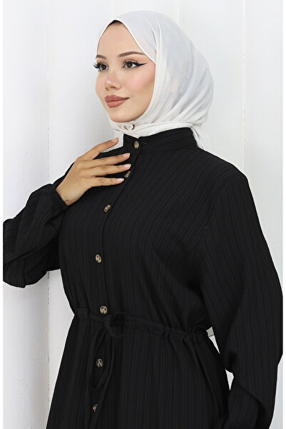 sefamerve Παντελόνι με κουμπιά και τιράντα δύο τεμαχίων 2100-04 Μαύρο