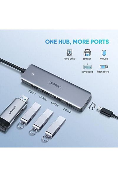 Ugreen موزع موزع USB 3.0 من النوع C بأربعة منافذ