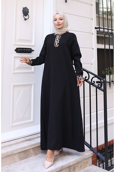 sefamerve Φόρεμα με σχέδιο Leopard 0119-02 Anthracite