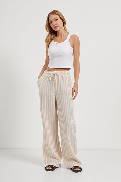Arma Life Armalife 5471 Striped Muslin Women's Pants with Elastic Waist