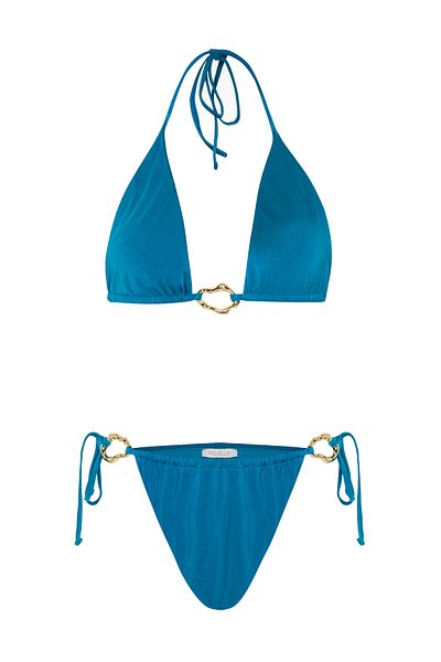AQUELLA Petrol long triangle bikini set with accessories