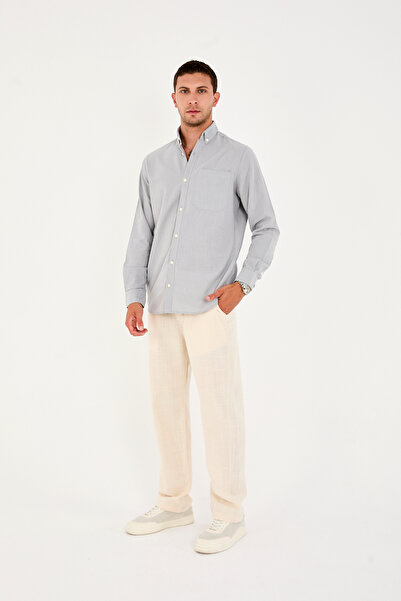 No Way Ανδρικό πουκάμισο Regular Fit 100% βαμβακερό με μονή τσέπη Flam Linen