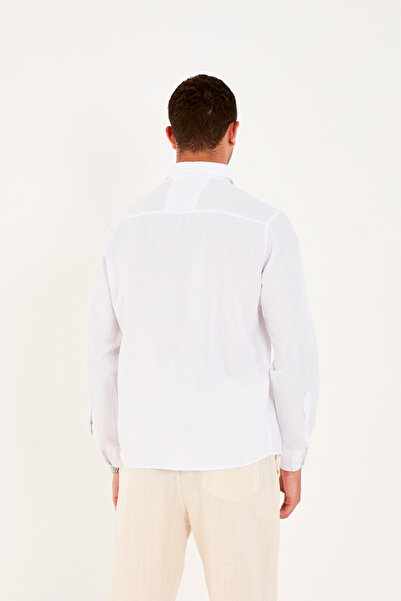 No Way Ανδρικό πουκάμισο Regular Fit 100% βαμβακερό με μονή τσέπη Flam Linen