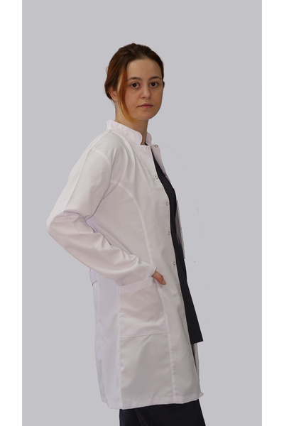 APEX TEKSTİL ياقة واقفة طويلة الطول وأكمام طويلة، ممرضة طبية، ممرضة، مدرس، مخ...