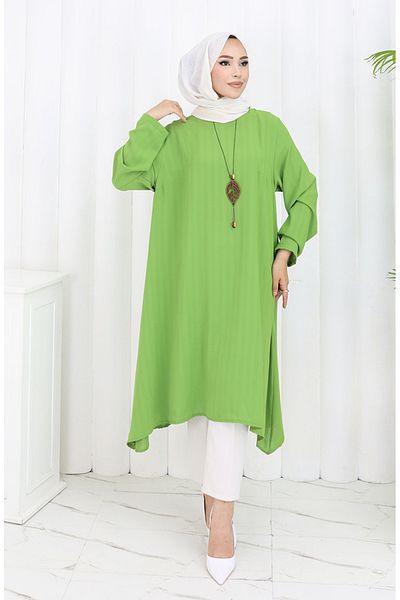 sefamerve Κρεπ Ύφασμα Casual Tunic 1011-08 Μπλε