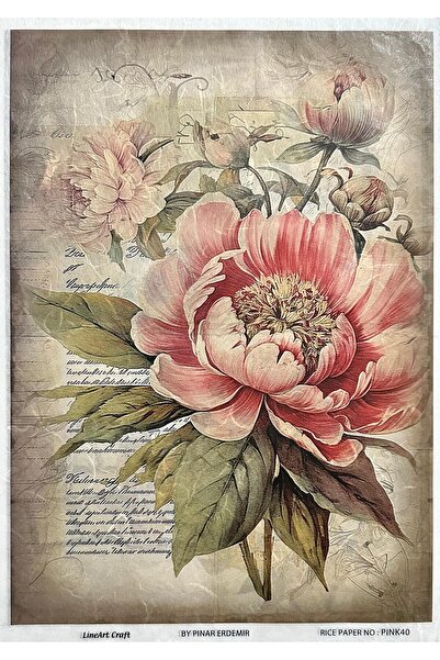 LİNEART PİRİNÇ DEKOPAJ KAĞIDI PINK40