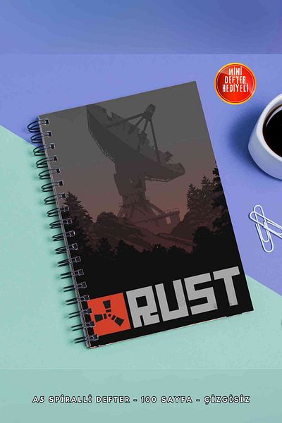 SevindirenŞeyler Rust 3 Notebook A5 Metal Spiral Unlined Cardboard Cover Planner Notebook