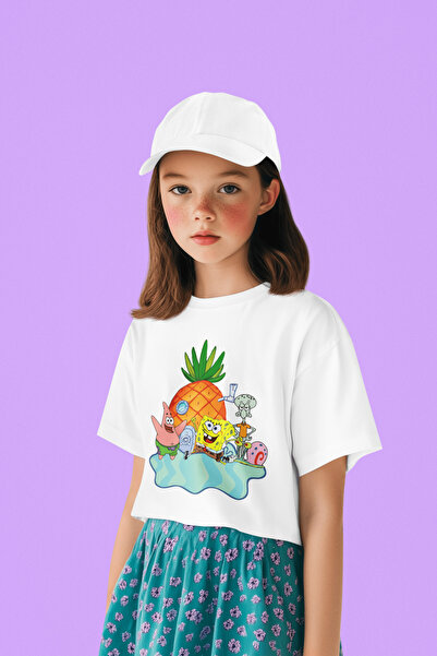 SEVBANO تي شيرت للأطفال مطبوع عليه شخصيات سبونج بوب للجنسين (1-12 سنة)