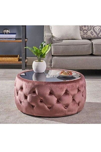 Kardeşler mobilya camlı oval puf, orta sehpa, camlı sehpa, dekoratif orta puf...