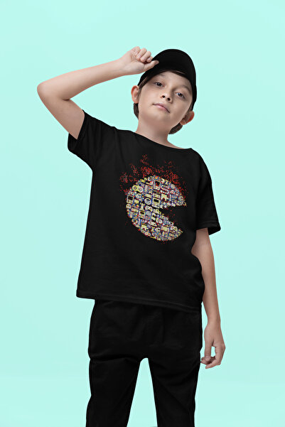 SEVBANO تي شيرت للأطفال مطبوع عليه لعبة باك مان للجنسين (1-12 سنة)