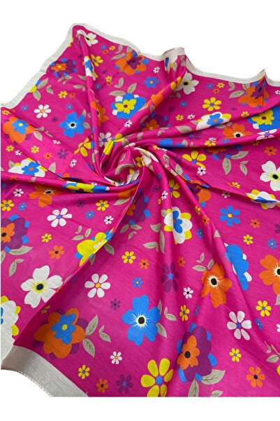 mih avm وشاح فوشيا للأطفال بتصميم زهور للبنات (75*75 سم)