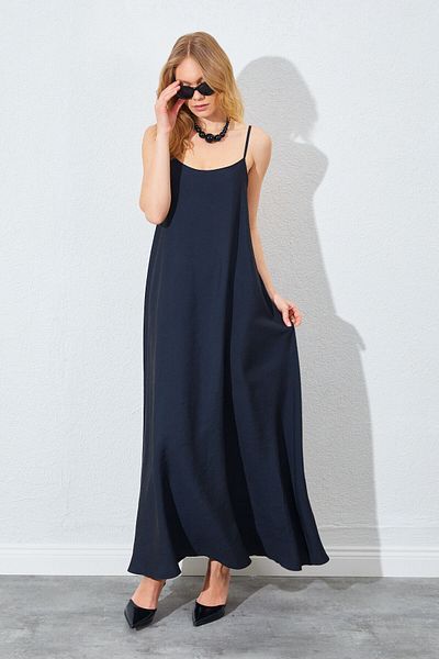 EDITION WOMAN Black U-Neck Casual Modal Dress - Ek100281262