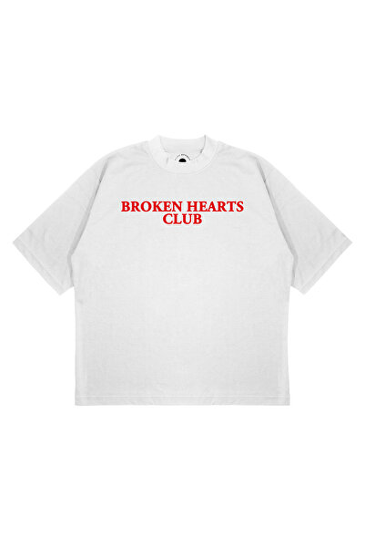 PURE EFFECT Tricou unisex oversize BROKEN HEARTS CLUB, cu imprimeu, croială b...