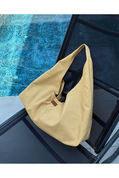 LUNAFEL Mustard Fabric Tote Bag - Waterproof Fabric - Women's Handbag and Shoulder Bag