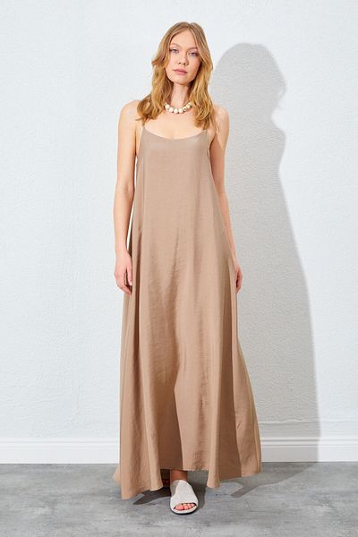 EDITION WOMAN Mink U-Neck Casual Modal Dress - Ek100281262