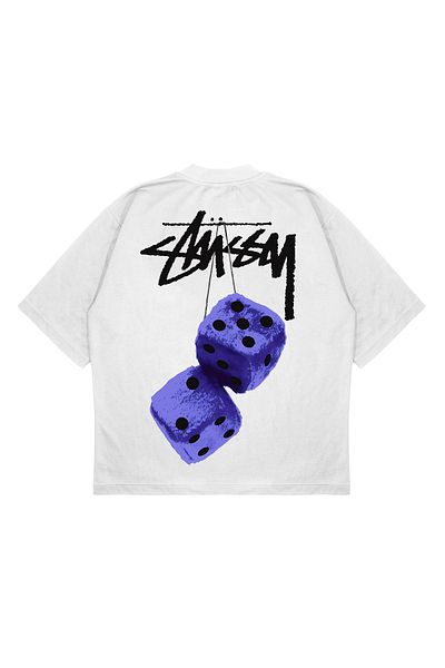 TRAGEDY Tricou unisex oversize PURPLE DICE BACK imprimat