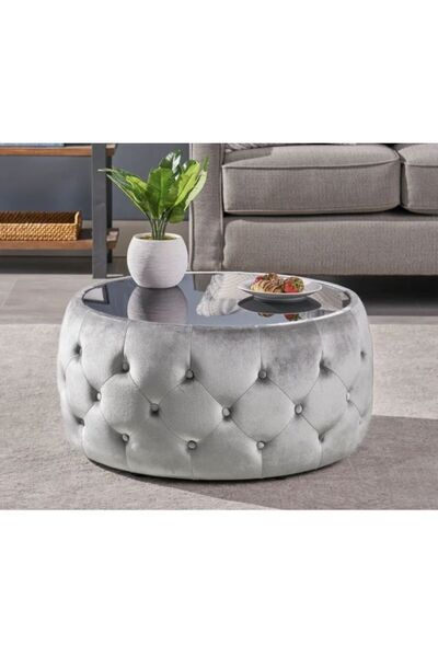 Kardeşler mobilya camlı oval puf, orta sehpa, camlı sehpa, dekoratif orta puf, salon sehpa, yuvarlak puf