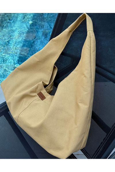 LUNAFEL Mustard Fabric Tote Bag - Waterproof Fabric - Women's Handbag and Shoulder Bag