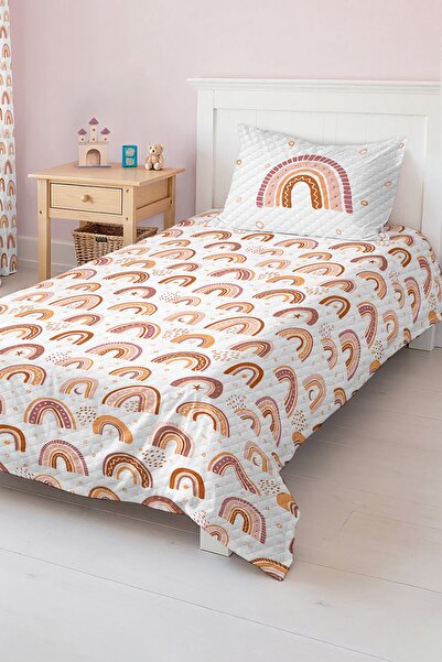 Realhomes Pastel Rainbow Patterned Modern Single Baby and Child Pique Set White