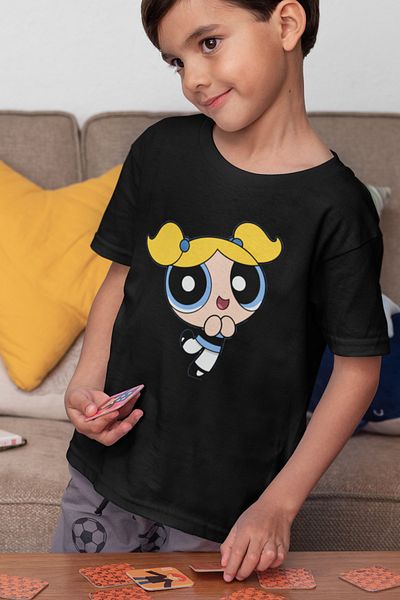 SEVBANO Tricou unisex Power Puff cu desene animate pentru copii cu imprimeu cu bule (1-12 ANI)