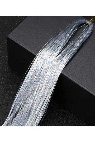 LİDEAS Tinsel Tied Silver Color Hair Glitter