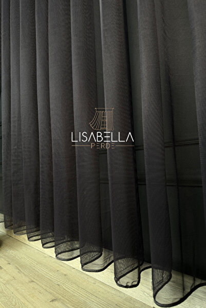LisabellaHome Culoare antracit închis Pure Elegans (cusătură pliată 1x2,5) Perdeaua originală din tul greu