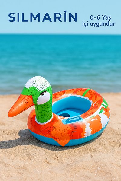 Silmaril Babyboat 0-6 Years 75 cm Can Sit with Handle Duck Figure Children's (Baby) Ring Summer Sea Pool