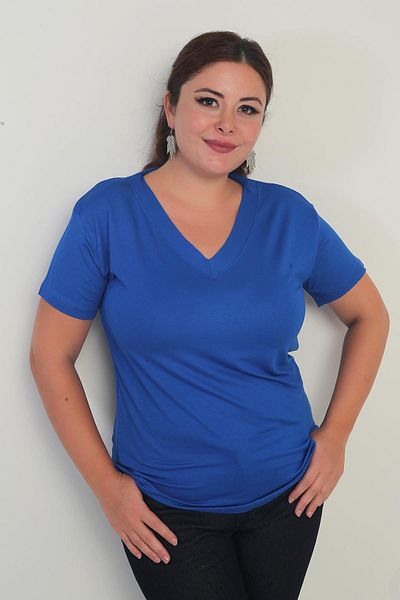 By Saygı Bluză de damă cu decolteu în V din Lycra Plus Size