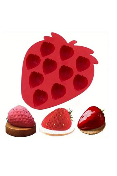 adin tasarım Strawberry Silicone Mold 10 Compartment Strawberry Candle Mold Soap Candle Scented Stone Epoxy Mold