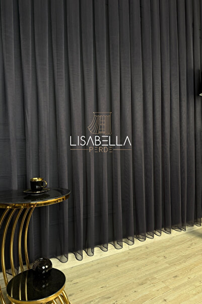 LisabellaHome Culoare antracit închis Pure Elegans (cusătură pliată 1x2,5) Perdeaua originală din tul greu