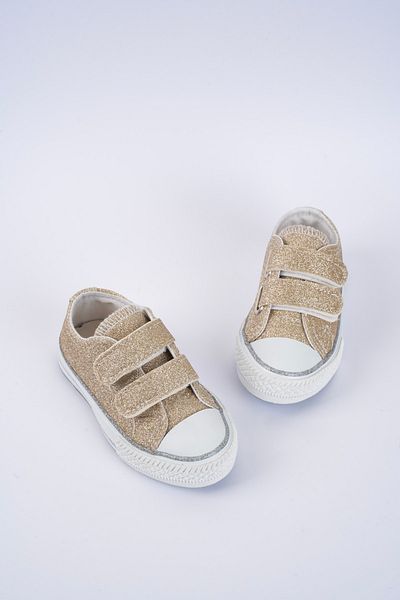 KATEYLER Gold Glitter Velcro Lighted Orthopedic Girls' Sports Shoes, Girls' Casual Shoes 21-30 Lighted