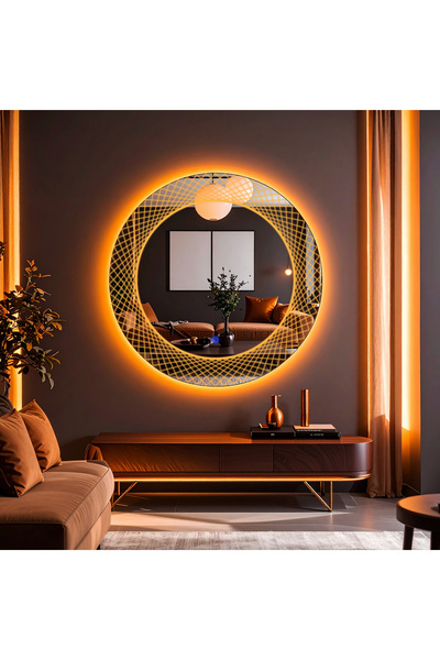 lumora mirror design Trivon Amber Led'li Lazer Kumlamalı Lavabo & Banyo Aynas...