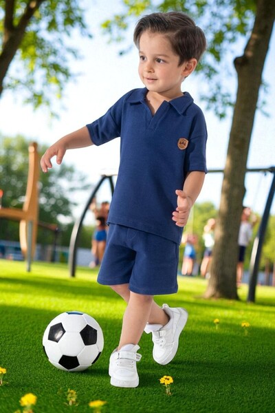 DOLCE KİDS Children's Summer Shorts Boys' Two-Piece Set Polo Neck Bottom Top Set