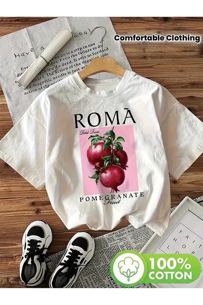 AEMİ Unisex Roma Printed Oversize Crew Neck T-Shirt