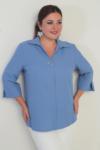 By Saygı Bluză cu mânecă pe jumătate cu guler polo