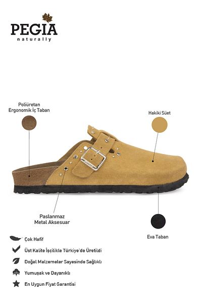 Pegia Women's Genuine Suede Sabo Slippers 215542