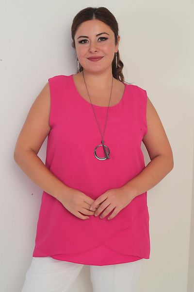 By Saygı Bluză de damă din șifon fără mâneci de mărime mare