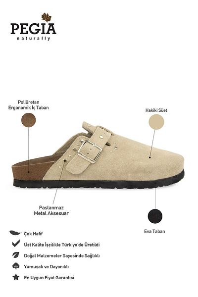 Pegia Γυναικείες γνήσιες παντόφλες Suede Sabo 215542