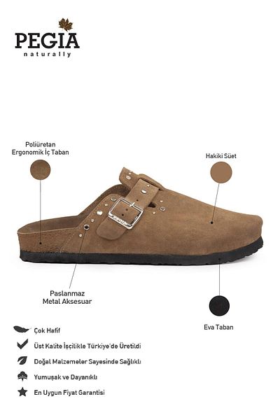 Pegia Women's Genuine Suede Sabo Slippers 215542