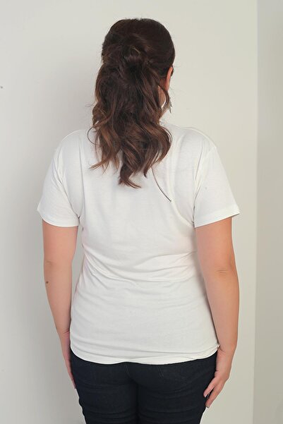 By Saygı Women's V-Neck Lycra Plus Size Blouse