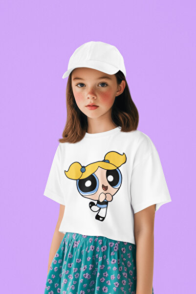 SEVBANO Tricou unisex Power Puff cu desene animate pentru copii cu imprimeu c...