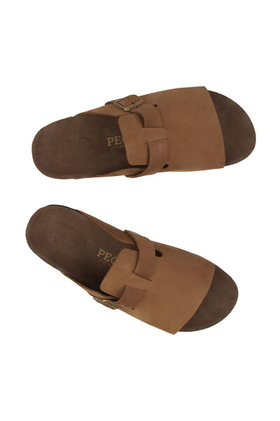 Pegia Genuine Leather Women's Buckle Slippers 215546