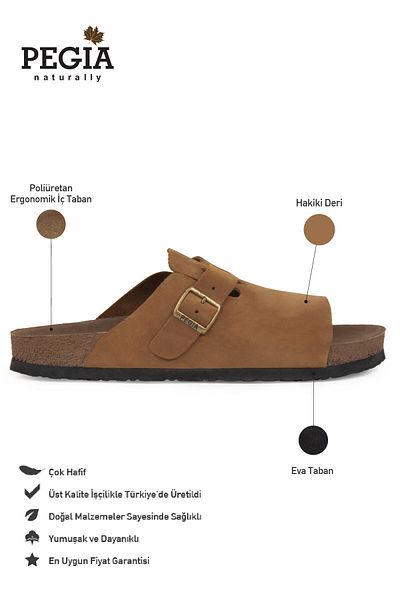 Pegia Genuine Leather Men's Buckle Slippers 215030