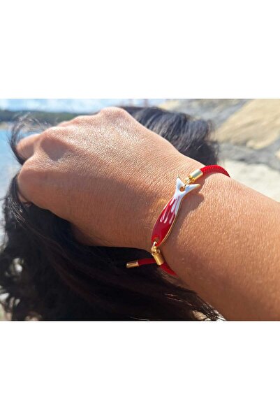 OLEN Altın Uçlu Kırmızı Balık Şans Bilekliği
