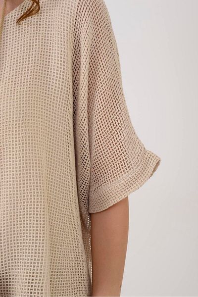 ZTO Women's Lined Mesh Detail Linen Dress