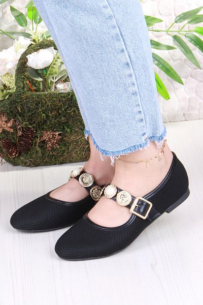 fort 410 Ceyn Knitwear Buckle Detailed Stylish Home Business Office Comfortable Daily Shoes Women's Ballerinas