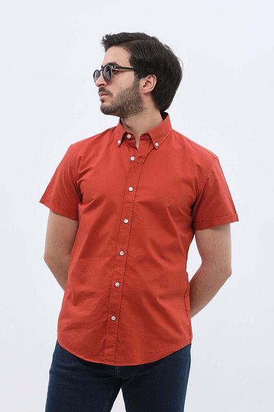 SHIRTSPRO shirtpro oxford regular fit short sleeve button down collar shirt picante color