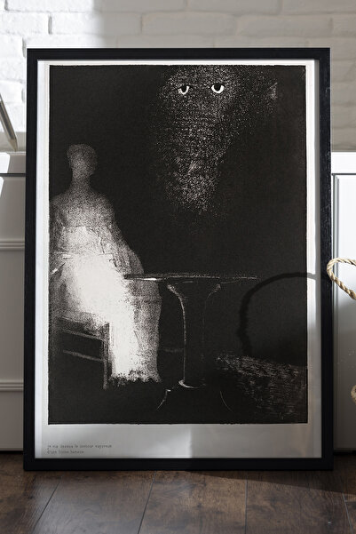 Duvarda Ethereal Watcher crni poster u drvenom okviru, dekorativna apstraktna...