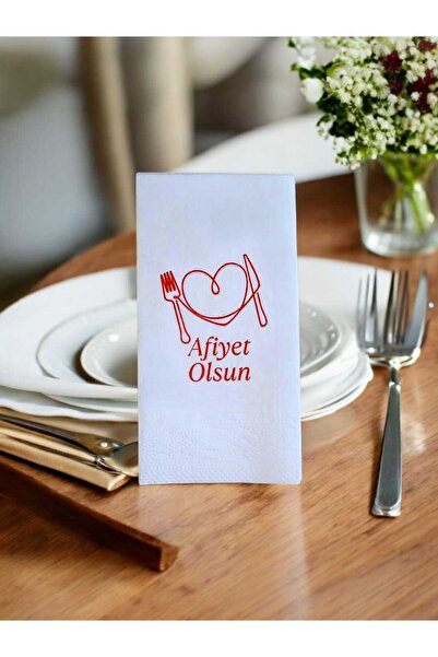 ART HEDİYE Cafe Restaurant Dining Place 20 Pieces Talking Napkins Presentation Napkin Bon Appetit